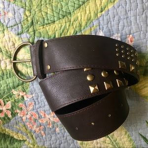 Studded faux vegan leather belt, wide Boho